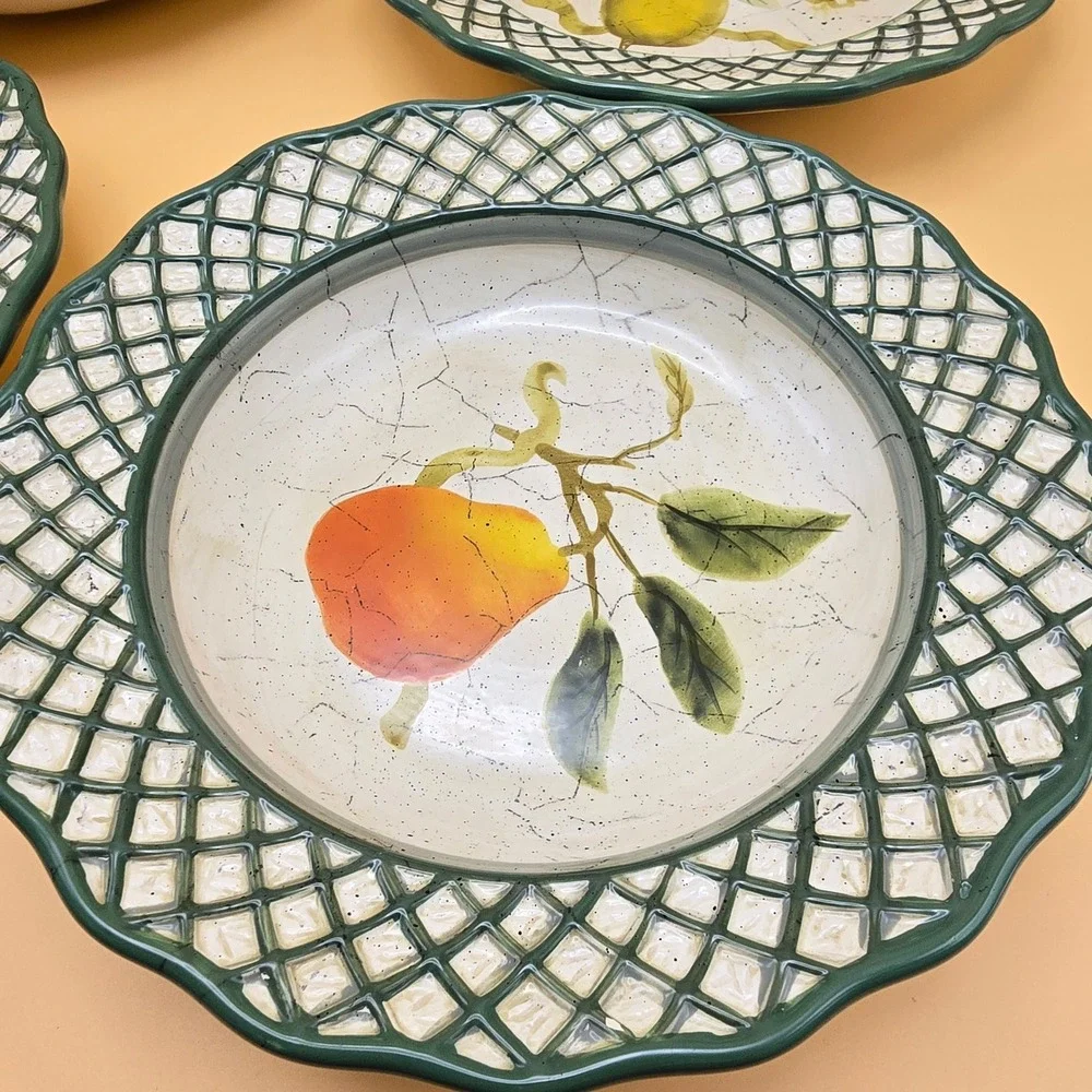 Raymond Waites Cornucopia Pasta Bowls Certified International Set of 4 Fruit